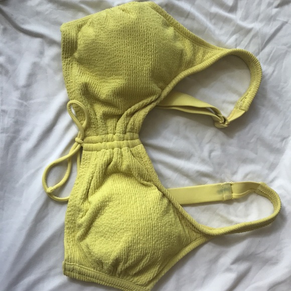 Yellow two piece swimsuit, brand is Xhiliration. - Picture 1 of 8